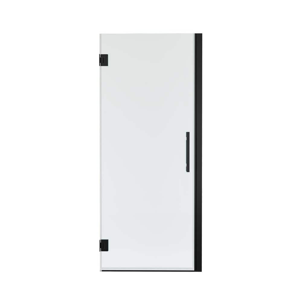 "UNIFIT 24-25 in. W x 72 in. H Hinged Frameless Shower Door in Matte Black with 3/8"" SGCC Clear Tempered Glass" price history on PriceWatchPro