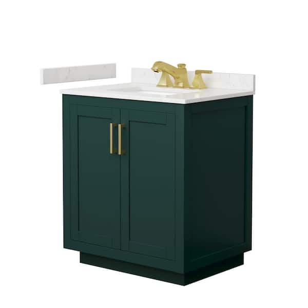 Miranda 30 in. Single Freestanding Green Bath Vanity with Carrara Cultured Marble Top