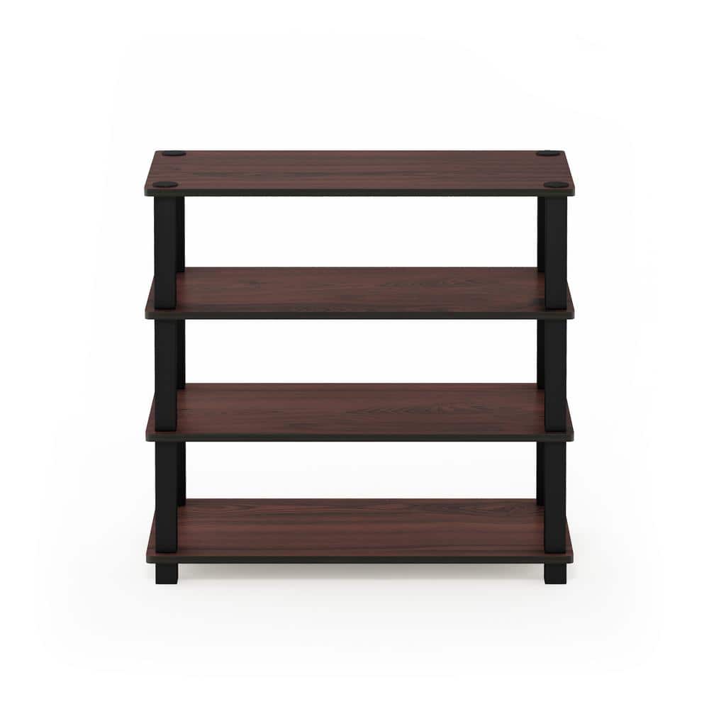 Dark Cherry and Black 4-Tier Stackable Shoe Rack