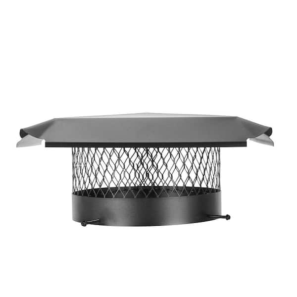 12 in. Round Bolt-On Single Flue Chimney Cap in Black Galvanized Steel