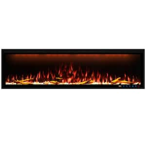 60 in. W Wall-Mounted/Inserted Electric Fireplace in Black