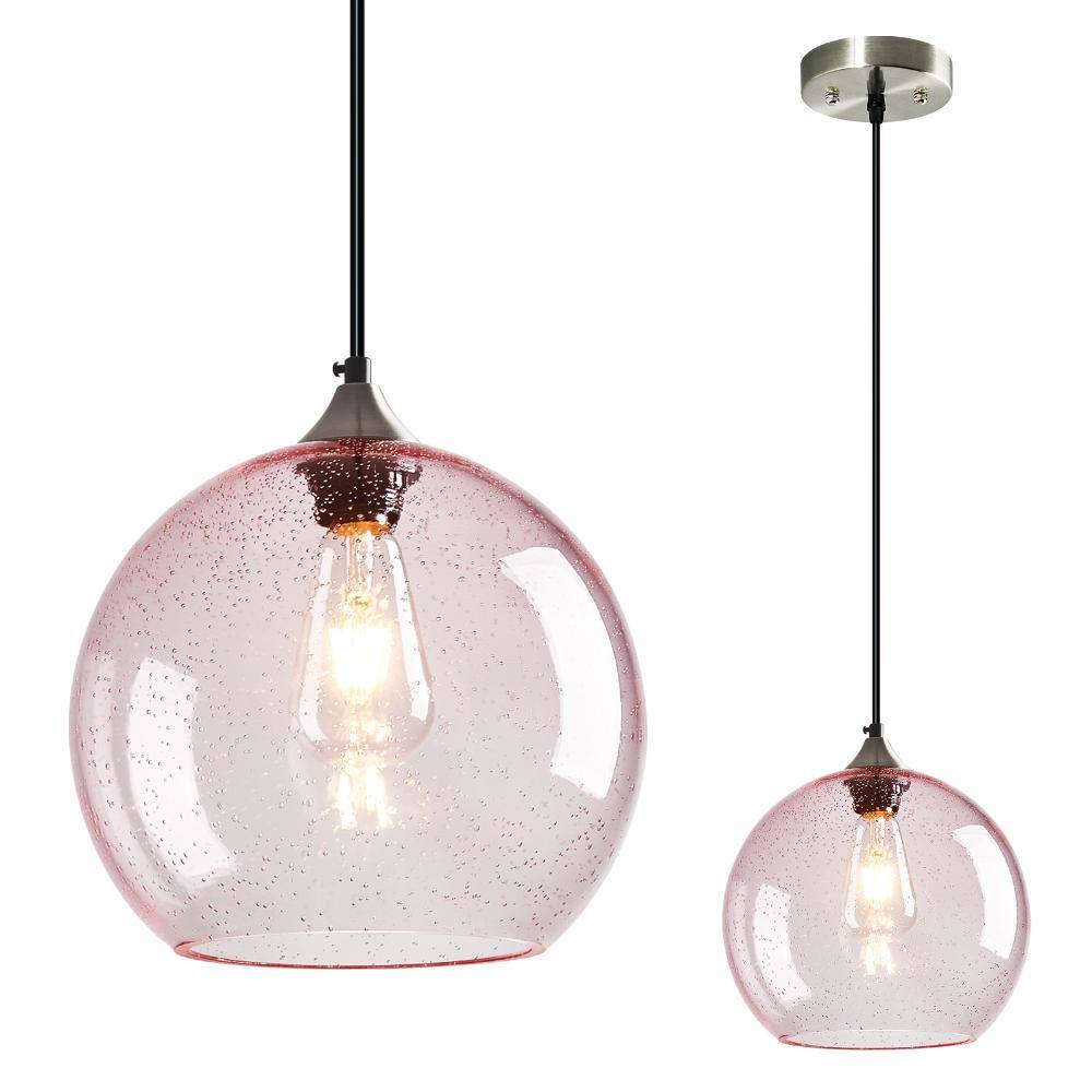 60w 1-Light Pink Glass Pendant Lights for Kitchen Island Bedroom Living Dining Room price history on PriceWatchPro