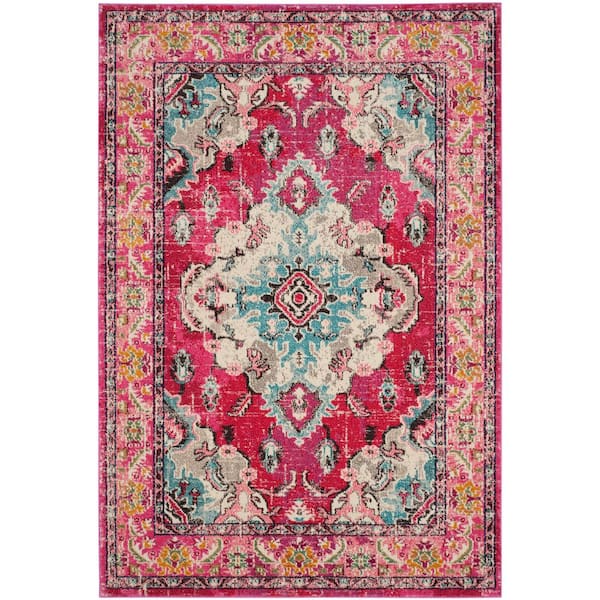 SAFAVIEH Monaco 4 ft. x 6 ft. Pink/Multi Border Area Rug