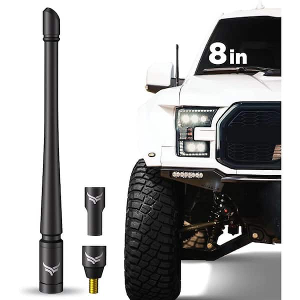 EcoAuto Universal Truck Antenna Replacement (8" Flexible) Fits Ford F-Series Dodge RAM Chevy & GMC Jeep 2007+ (Black)