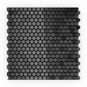 Penny SB Black 11.97 in x 12 in x 0.2 in Brushed Metal Peel and Stick Wall Mosaic Tiles (5.98 sq. ft./case)
