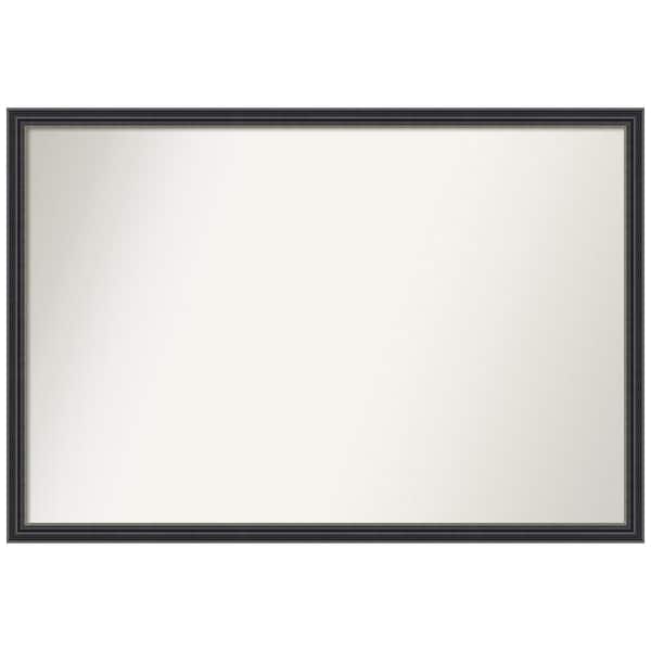 Amanti Art Stylish Black 38 in. x 26 in. Non-Beveled Traditional Rectangle Wood Framed Wall Mirror in Black