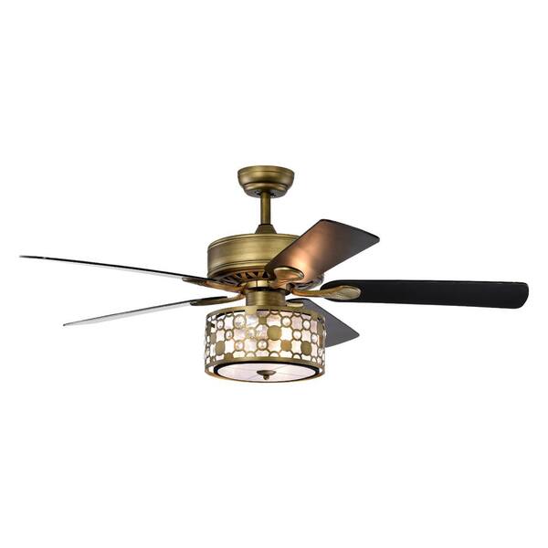 Keazile Heimdall 52 in. Indoor Bronze Crystal Ceiling Fan with Remote Control and Reversible Motor