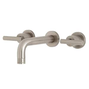 Manhattan 2-Handle Wall Mount Bathroom Faucet in Brushed Nickel