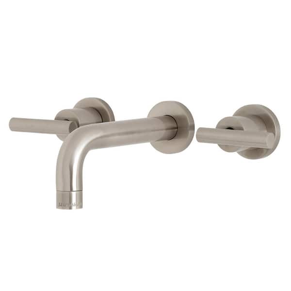 Kingston Brass Manhattan 2-Handle Wall Mount Bathroom Faucet in Brushed Nickel