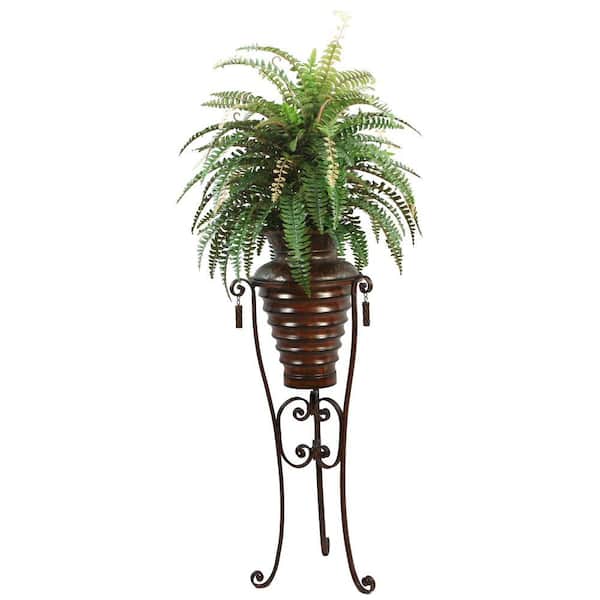 VINTAGE HOME 6 ft. Artificial Tall High End Realistic Silk Boston Fern Plant with Metal Planter and Stand