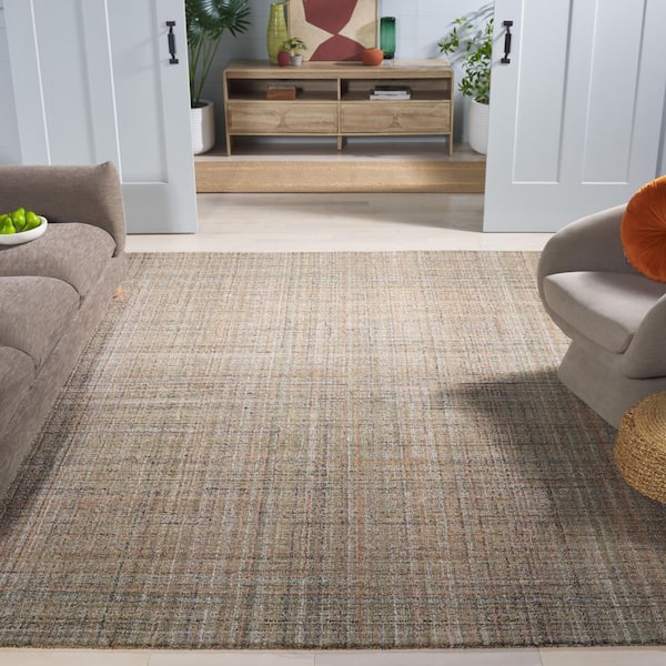 Abstract 8 ft. x 10 Brown/Green Solid Color Area Rug