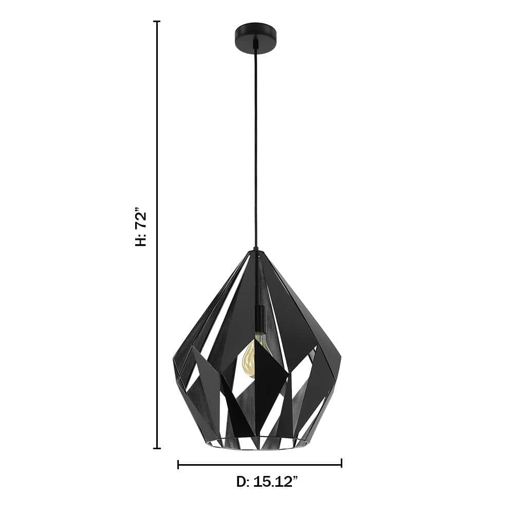 Carlton 20" Contemporary Matte Black & Silver Geometric Pendant
