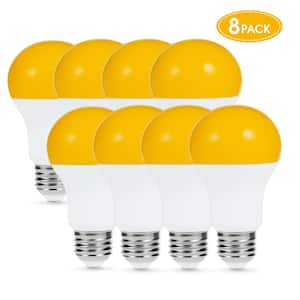 6-Watt, 40-Watt Equivalent A19 Dusk to Dawn LED Bug Light Bulb E26 Base in Yellow-Colored 2000K (8-Pack)