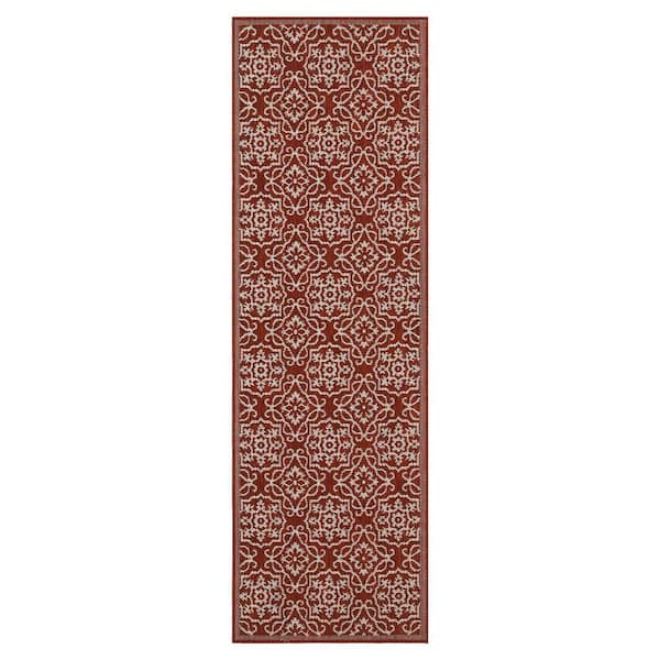 Eliza Red 2 ft. x 8 ft. Indoor/Outdoor Area Rug