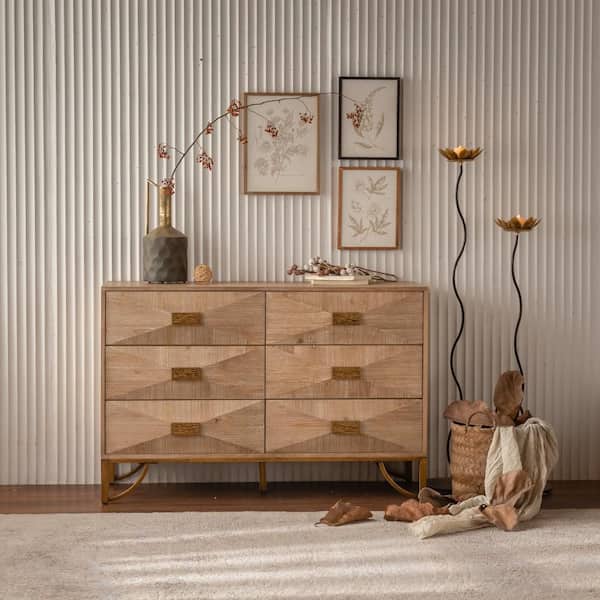 light wood dresser Laurentis 64" Taupe Suede and 6-Drawer Andrew will surely transform your space in no time Clihome Brown 60 in. Natural