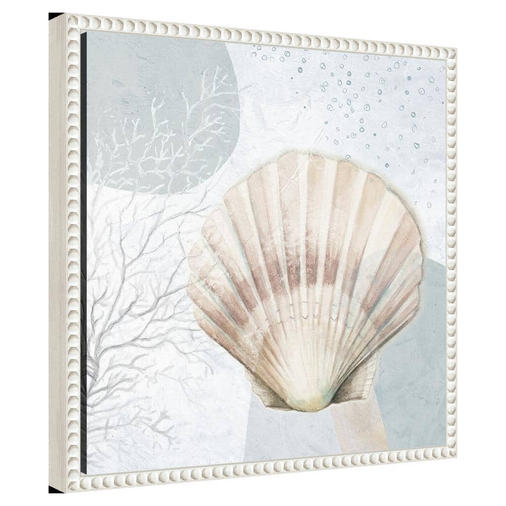 Blush Scallop Nautical Canvas Print with Beaded Frame