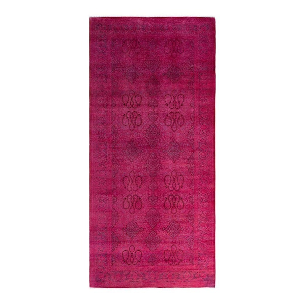 Overdyed Pink 5 ft. x 11 ft. Solid Wool Indoor Runner Rug