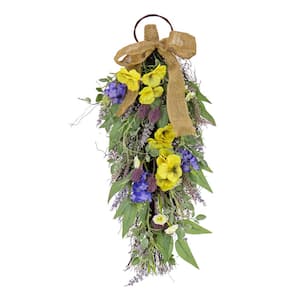 26 in. Artificial Floral Arrangements Spring Swag with Pansy and Lavender