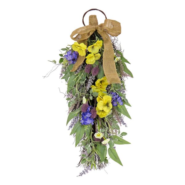 National Tree Company 26 in. Artificial Floral Arrangements Spring Swag with Pansy and Lavender