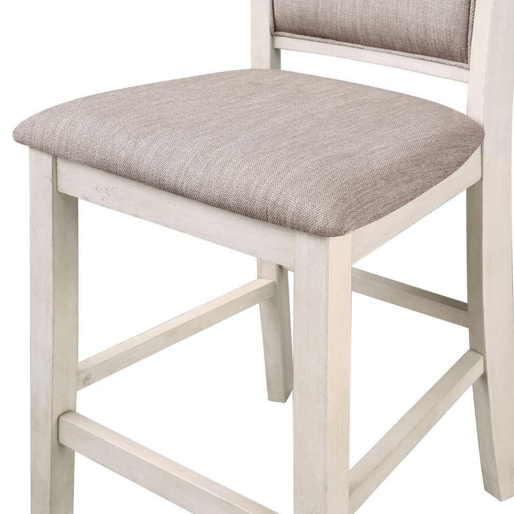 Cream Round Wood Counter Pub Set with 4 Chairs