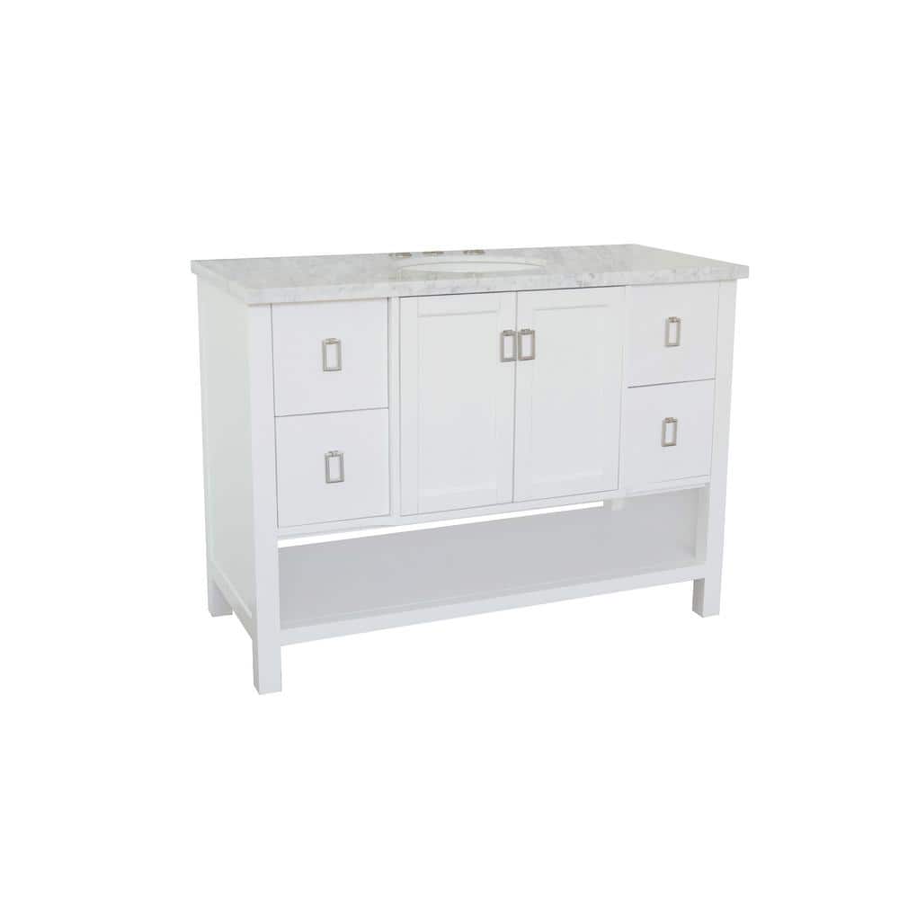 Monterey 49 in. W x 22 in. D Bath Vanity in White with Marble Vanity Top in White with White Oval Basin price history on PriceWatchPro
