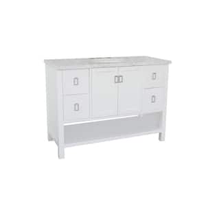 Monterey 49 in. W x 22 in. D Bath Vanity in White with Marble Vanity Top in White with White Oval Basin