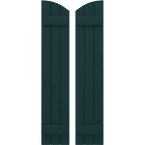 10-1/2-in W x 75-in H Americraft Exterior Real Wood Joined Board and Batten Shutters w/Elliptical Top Thermal Green