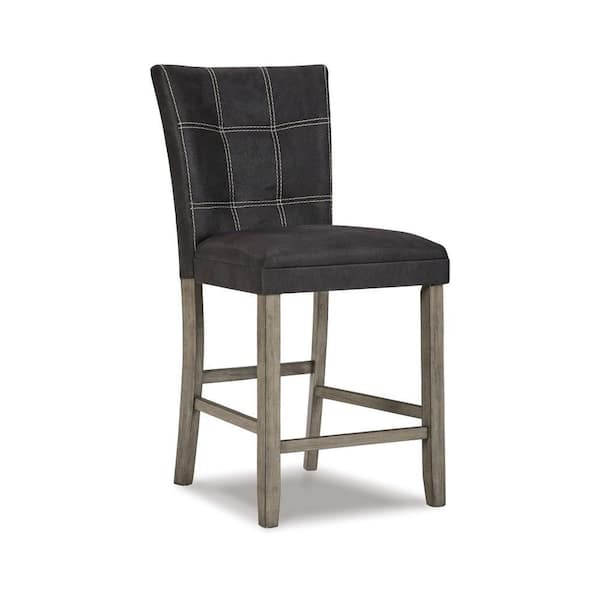 Benjara 26 in. Brown Low Back Wood Frame Counter height Stool with Faux Leather Seat (Set of 2)