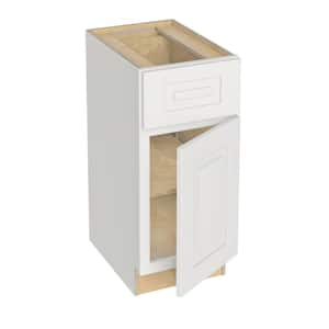 Grayson Pacific White Painted Plywood Shaker Assembled Bath Cabinet Soft Close R 15 in W x 21 in D x 34.5 in H
