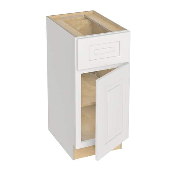 Home Decorators Collection Grayson 15 in. W x 21 in. D x 34.5 in. H Assembled Plywood Base Bath Cabinet in Pacific White with Soft Close RH