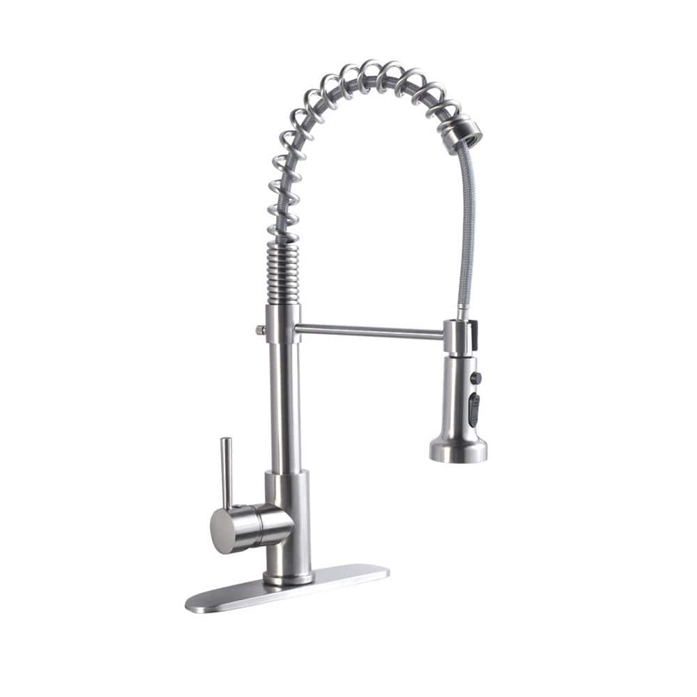 21 in. Commercial Single Handle Pull Out Sprayer Kitchen Faucet ...