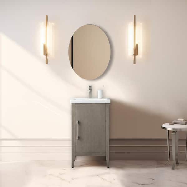 Vanity Art 20 in. W x 15.8 in D x 34 in. H Single Sink Bathroom Vanity Cabinet in Driftwood Gray with Ceramic Top