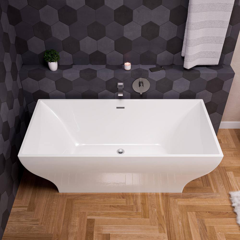 67'' White Acrylic Freestanding Soaking Bathtub