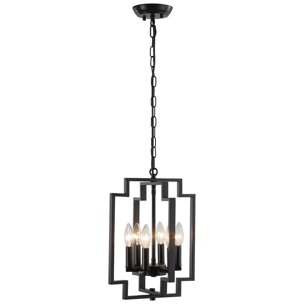 11.81 in. 6-Lights Matte Black Frame Candle Chandelier No Bulbs Included for Living Room Dining Room price history on PriceWatchPro