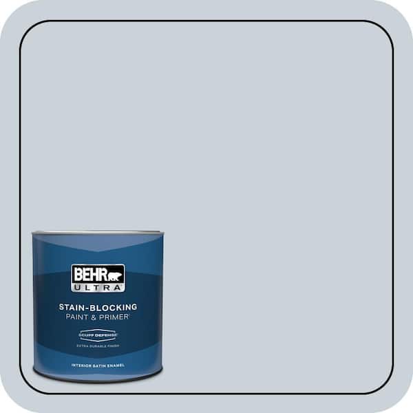 BEHR ULTRA 1 qt. #N480-1 Light Drizzle Extra Durable Satin Enamel Interior Paint & Primer
