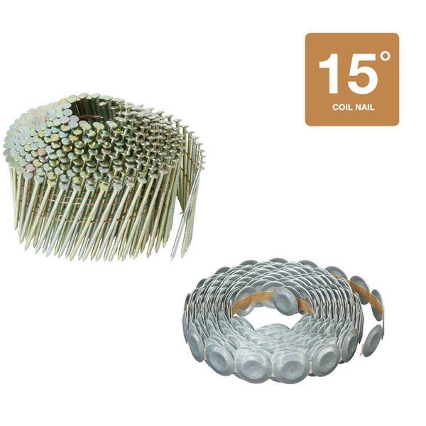 Hitachi 7/8 in. x 0.083 in. Steel Cap Ring Shank Electro Galvanized Wire Coil Nails (2,800-Pack)