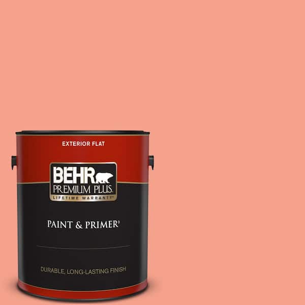 BEHR PREMIUM PLUS 1 gal. Home Decorators Collection #HDC-MD-18 Peach Mimosa Flat Exterior Paint & Primer