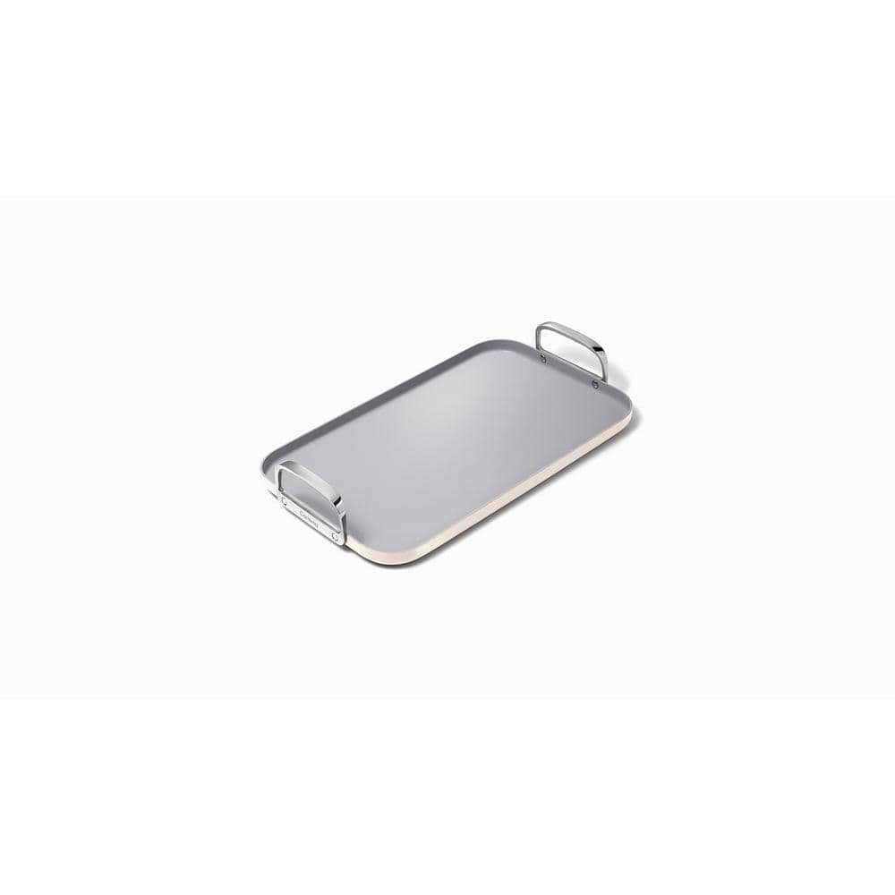 Cream Ceramic Nonstick Double Burner Griddle with Stainless Steel Handles