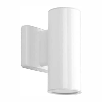 Cylinders Collection 3" White LED Modern Outdoor Small Up/Down Wall Lantern Light