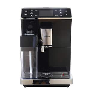 20-Cup Black Stainless Steel Fully Automatic Espresso Machine 19-Bar with Built-In Grinder and Milk Tank