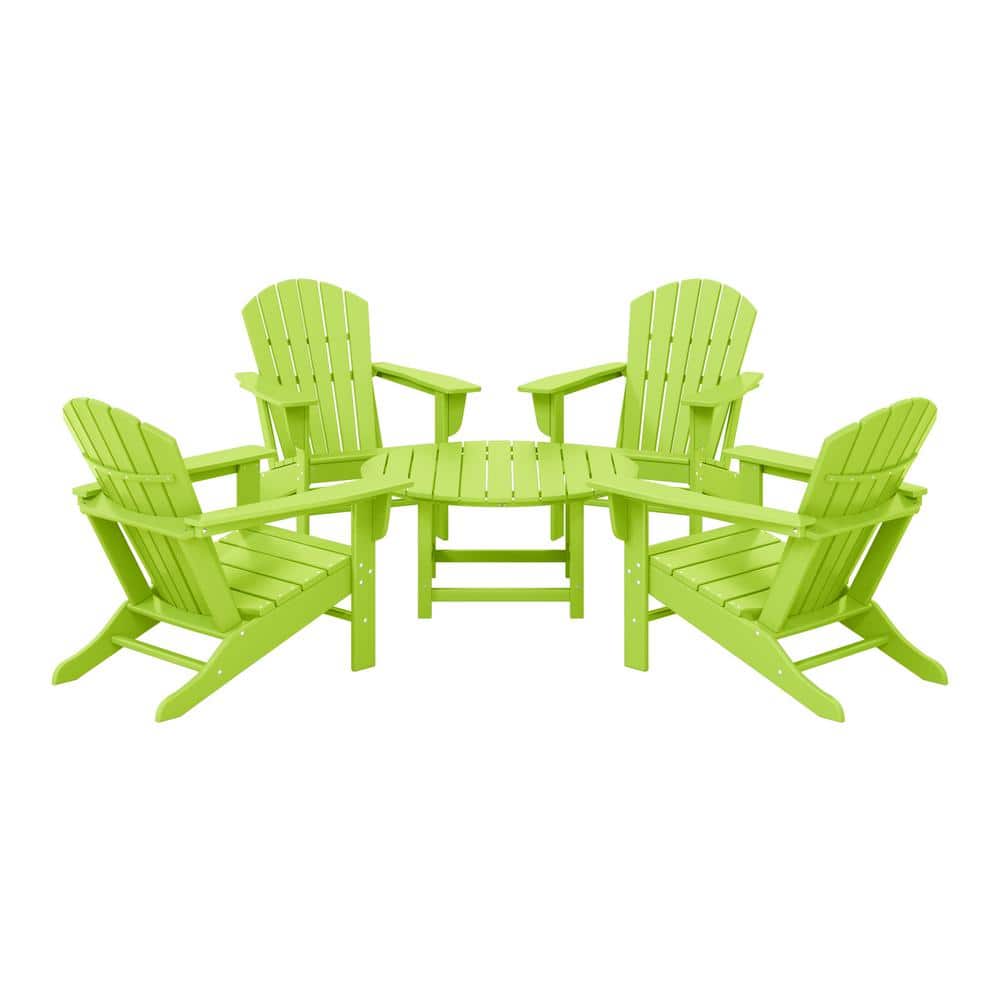 Altura Fade Resistant HDPE Plastic Lime 5-Piece Adirondack Chair Outdoor Patio Conversation Set, Round Coffee Table price history on PriceWatchPro