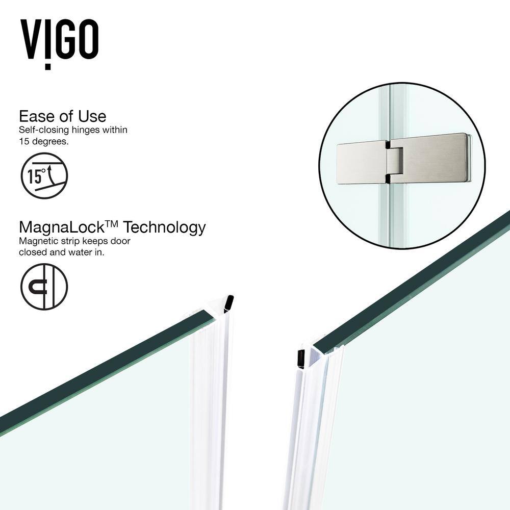 Monteray 48" x 32" Frameless Clear Glass Shower Enclosure with Brushed Nickel Hardware