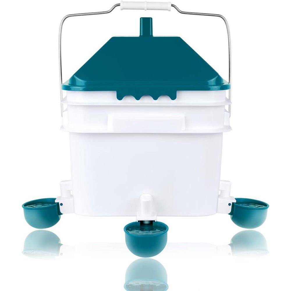 2 Gal. Automatic Chicken Waterer with 4 Cups Blue Food-Grade PP Hanging System for Poultry Ducks Quails price history on PriceWatchPro