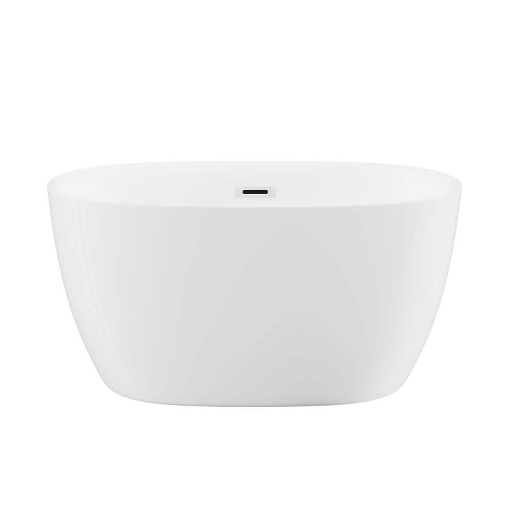 47in.x28in. Oval Shape Acrylic Freestanding Soaking Bathtubs in Gloss White with Chrome Overflow and Pop Up Drain price history on PriceWatchPro
