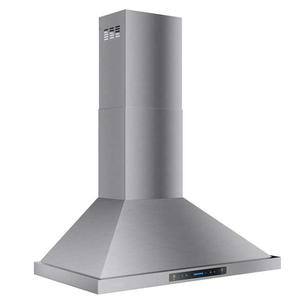 30 in. 900-CFM Convertible Wall Mount Range Hood in Black Stainless Steel with LED Lights, Gesture Control