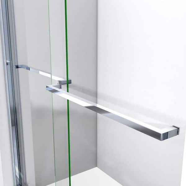 Sapphire 44 in. to 48 in. W x 76 in. H Sliding Semi-Frameless Shower Door in Chrome with Clear Glass
