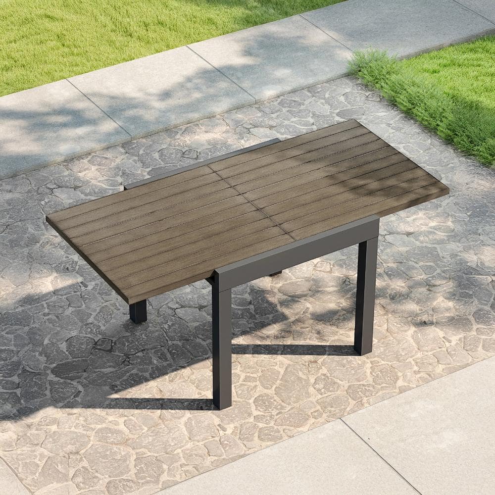 Aluminum Rectangular Extendable Outdoor Dining Table with Gray Tabletop price history on PriceWatchPro