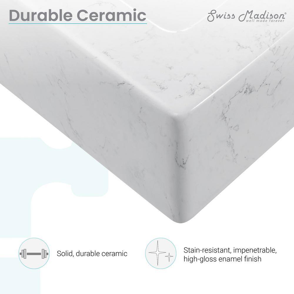 Static White Marble Ceramic Wall-Mount Sink