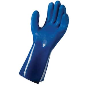 Blue Long Cuff Reusable PVC Coated - S/M