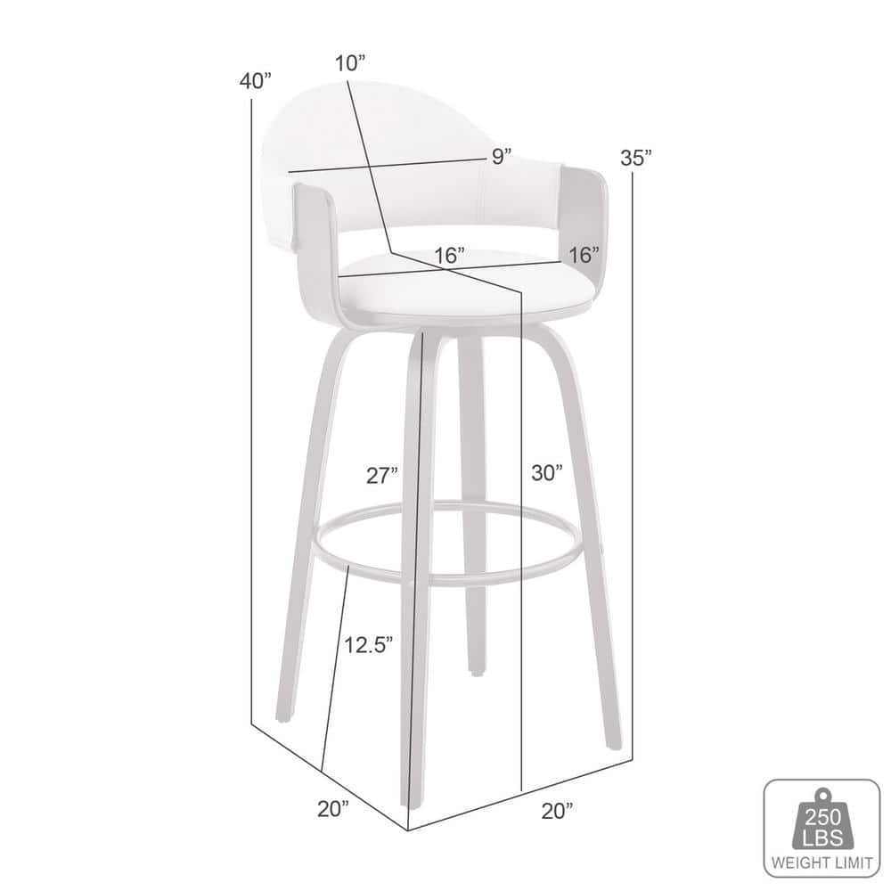 Daxton 30" Contemporary Brown Faux Leather & Walnut Swivel Bar Stool